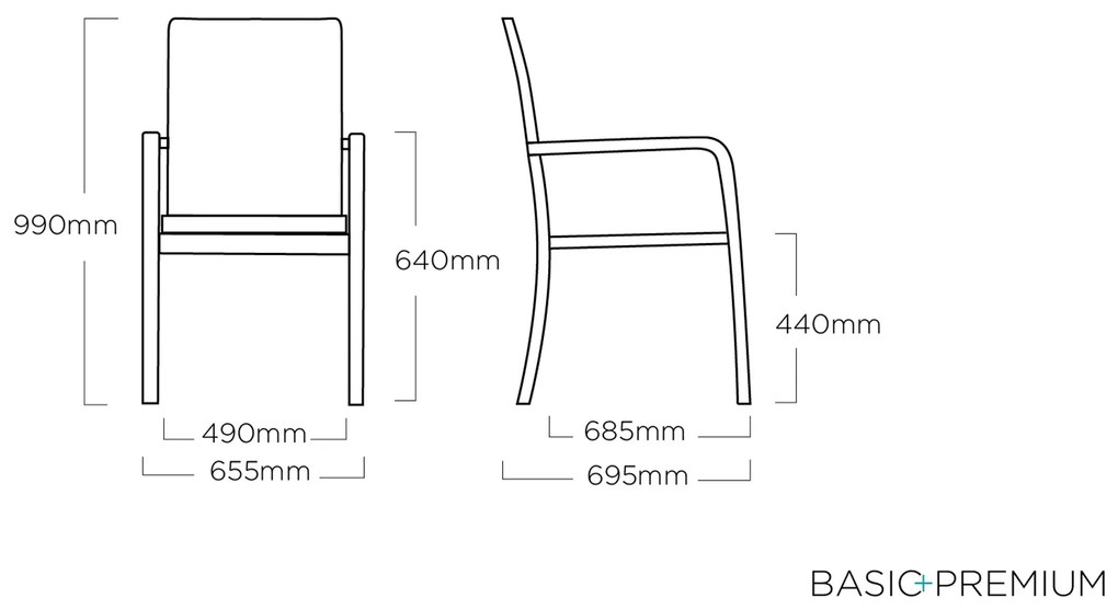 Basic+ Premium záhradná jedálenská stolička strieborná