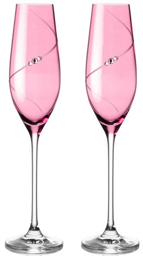 Diamante poháre na šampanské Silhouette City Pink s kamienkami Swarovski 210 ml 2KS