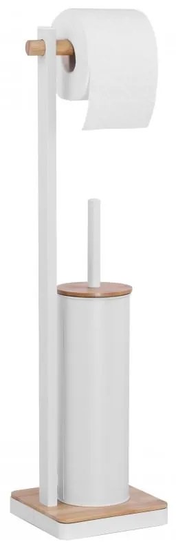 Erga Luki, držiak na toaletný papier a WC kefu 2v1, biela-hnedá, ERG-YKA-P.LUKI-WHT