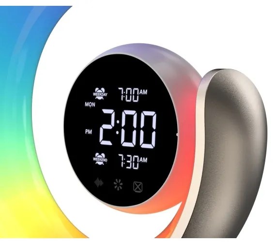 Immax 08981L- LED RGBW stmievateľná stolná lampa s budíkom PEACOCK LED/20W/5V US