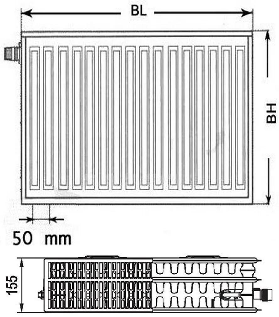 Kermi Therm X2 Profil-V doskový radiátor 33 300 / 1600 FTV330301601L1K