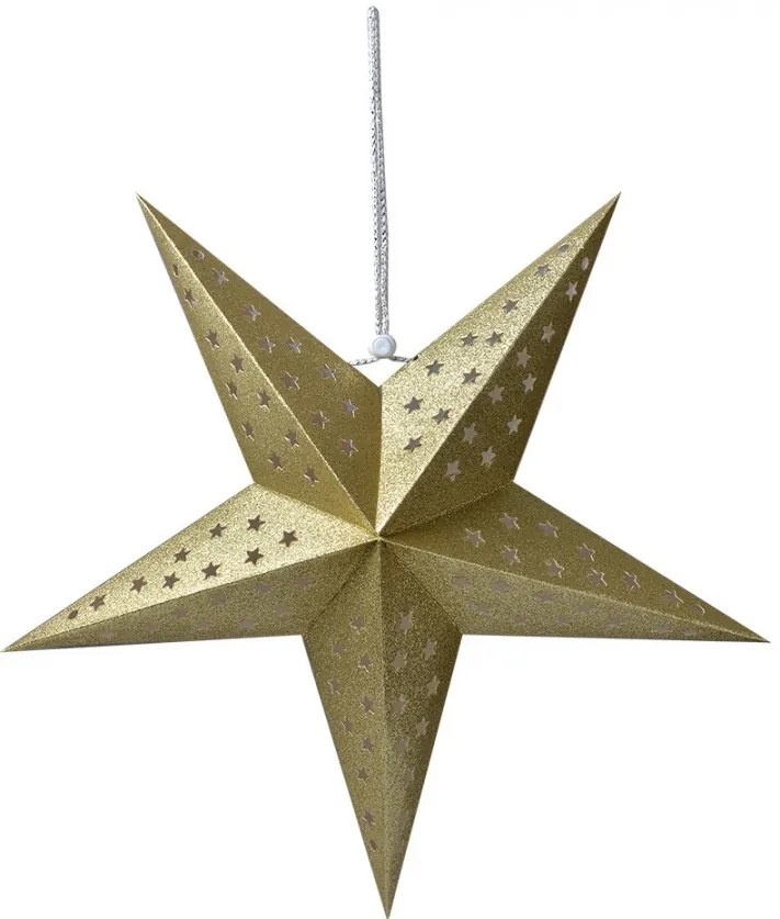 Zlatá závesná vianočná papierová hviezda M - 45*15*45 cm