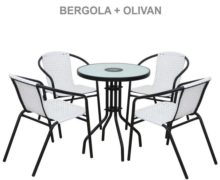 Záhradná stolička, biela/čierna, BERGOLA