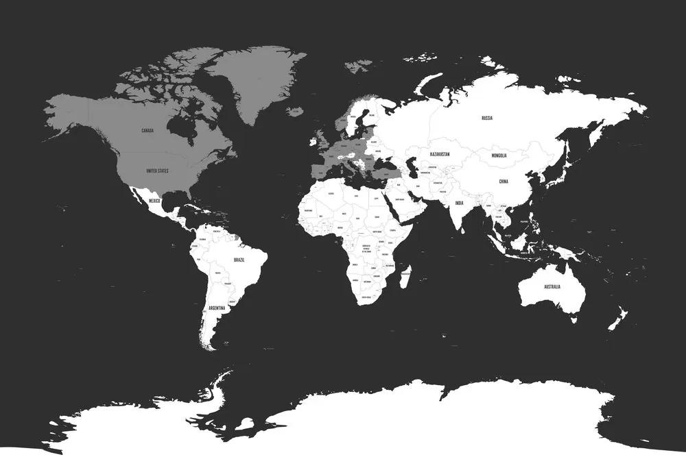 Obraz na korku zaujímavá mapa v čiernobielom prevedení