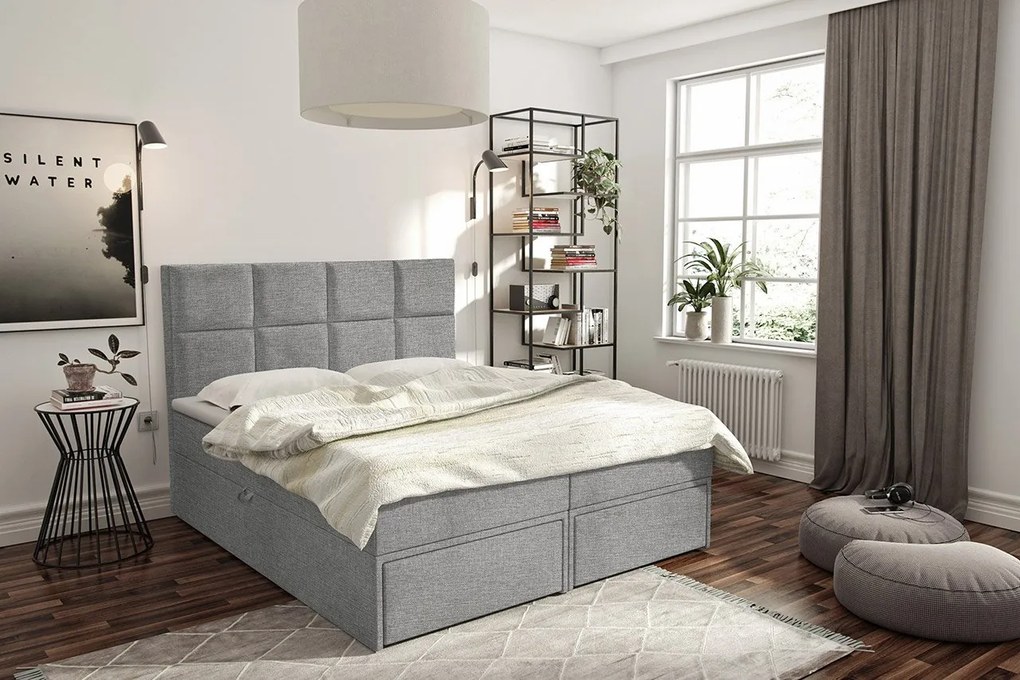 Kontinentálna posteľ Hudson Lux 2, Rozmer postele: 160x200, Farby: ekokoža Soft 011