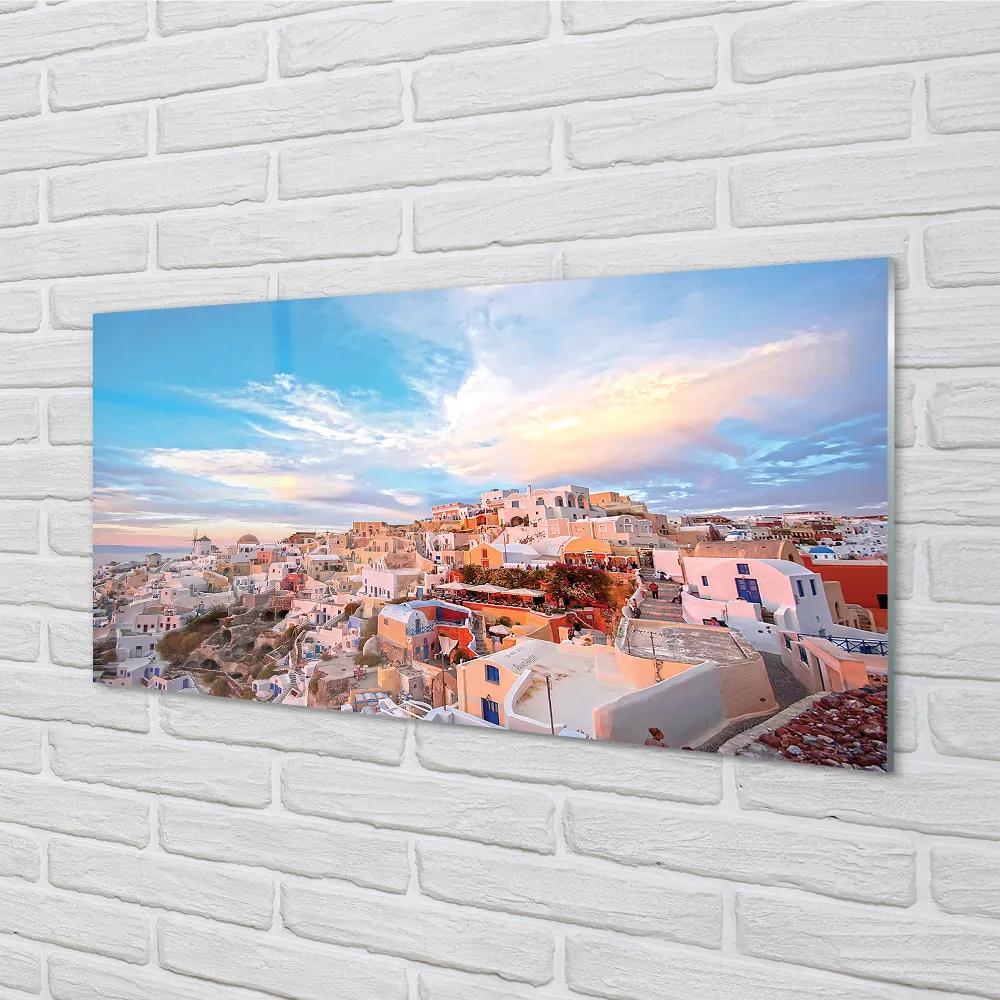 Nástenný panel  Grécko panorámu mesta západ slnka 120x60 cm
