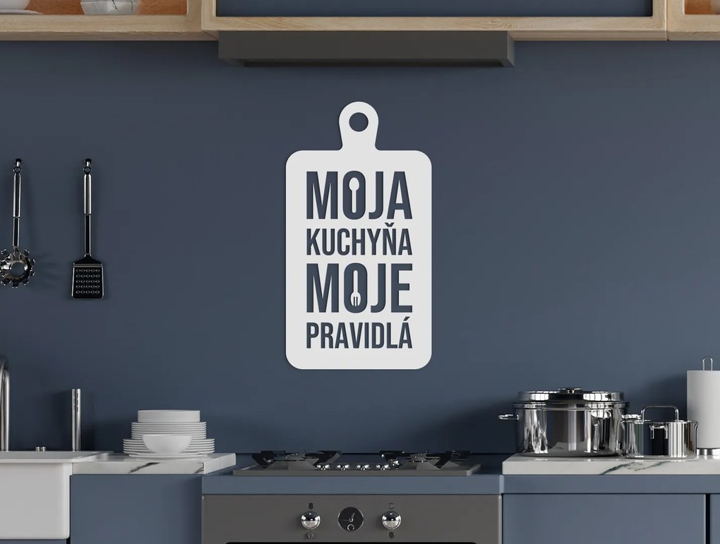 drevko Drevený obraz do kuchyne Moja kuchyňa moje pravidlá Rozmer obrazu: 50 x 27 cm, Farba dekorácie: Čierna