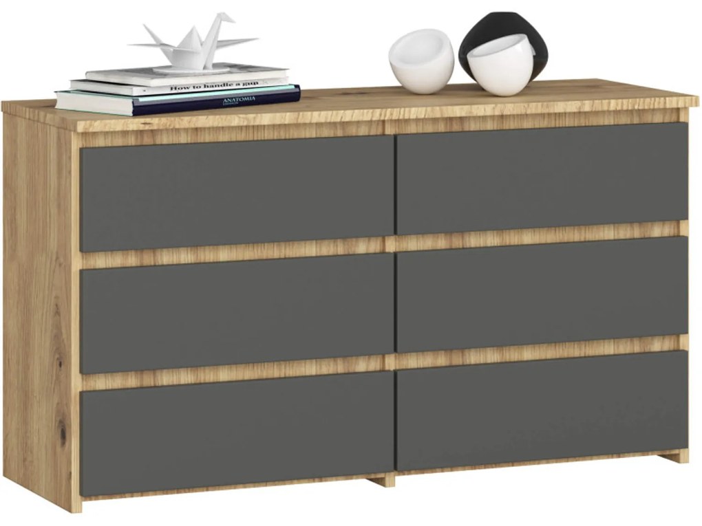 Komoda CL100 6SZ - dub artisan/sivá