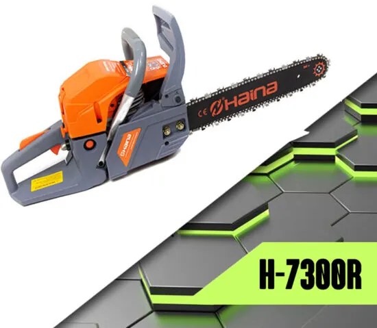 Benzínová reťazová motorová píla Haina H-7300R s výkonom 4,6 kW