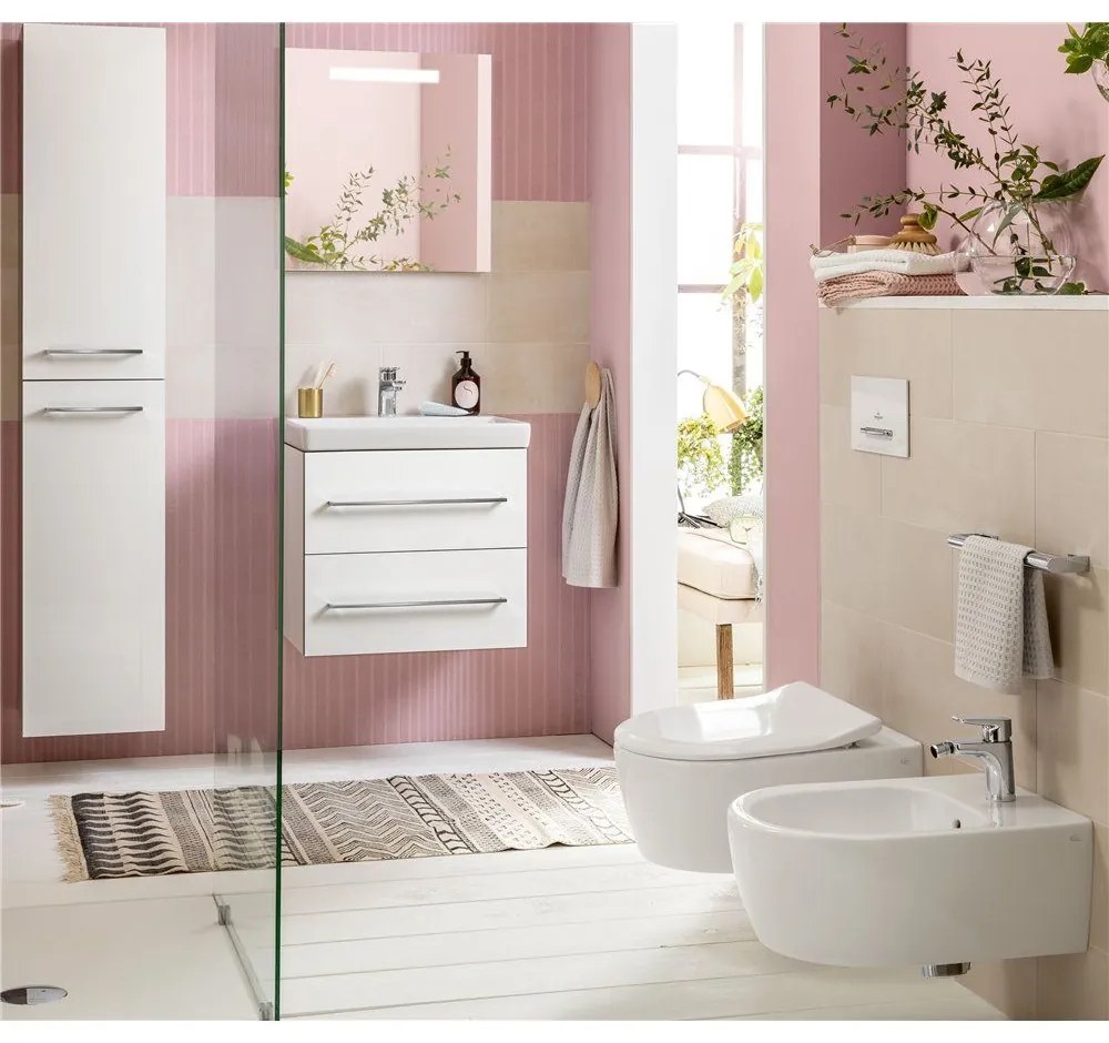 VILLEROY & BOCH Avento závesné umývadlo s otvorom, s prepadom, 600 x 470 mm, biela alpská, s povrchom CeramicPlus, 415860R1