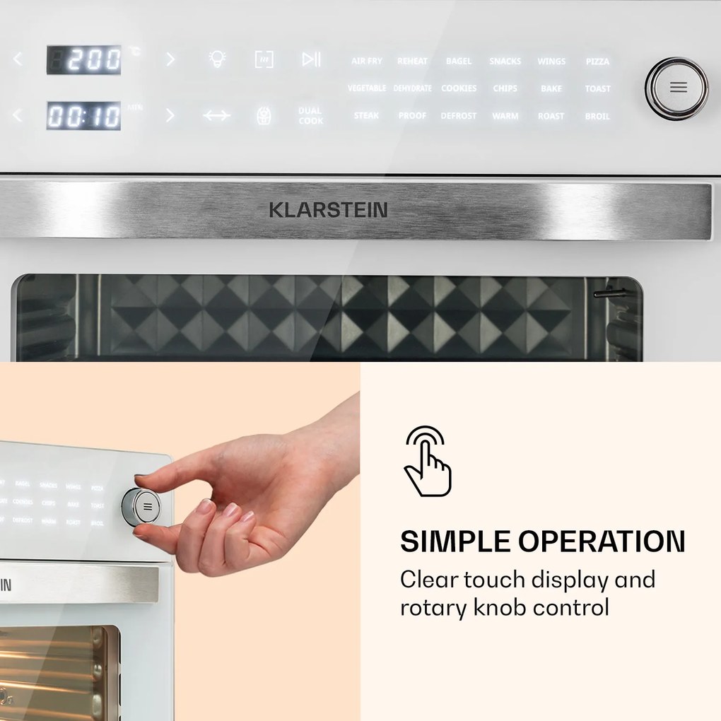Klarstein Vigor Air, teplovzdušná fritéza, 1800 W, 30 l, 18 programov, horný a dolný ohrev