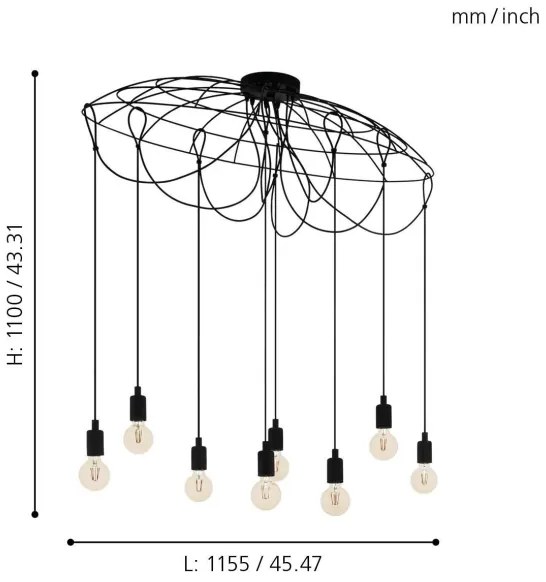 Eglo 43322 - Luster na lanku HOGSMILL 8xE27/40W/230V