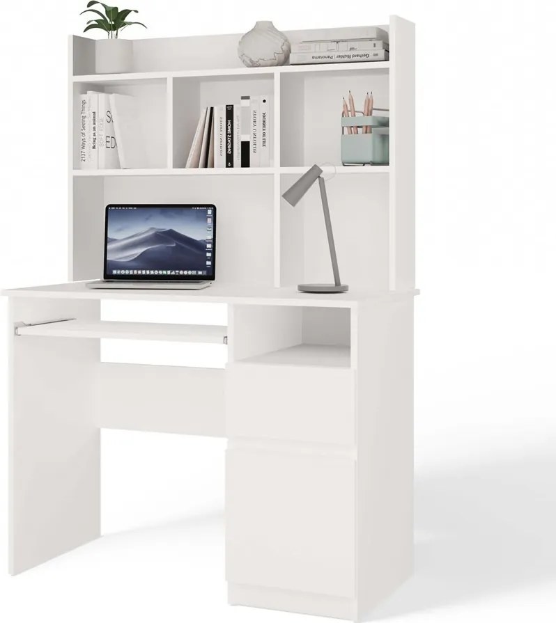 Psací stůl s nástavbou PORTO pravý matně bílý