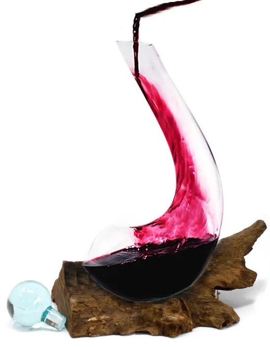 Roztavené sklo na dreve - Karafa na víno