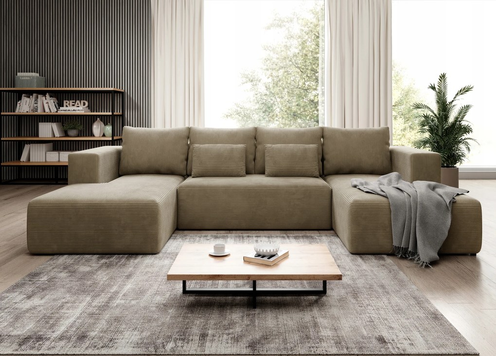 Štruktúrovaný rohový nábytok s funkciou spania Stripes U