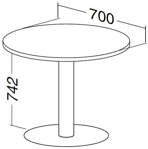Konferenčný stôl ProOffice priemer 70 x 74,2 cm, biela