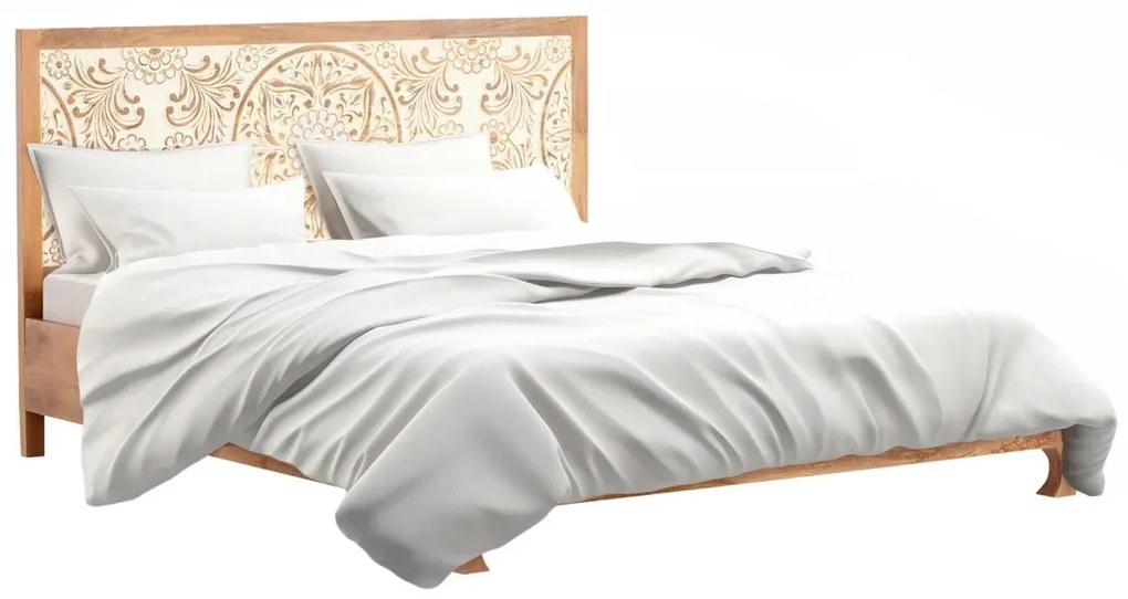 furniture-nabytek.cz - Masívna posteľ Delhi z mangového dreva, lakovaná, hnedá – 180x200 cm