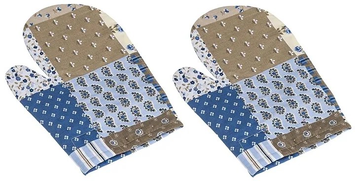 Bellatex Kuchynská chňapka Patchwork modrá, 28 x 18 cm, 2 ks
