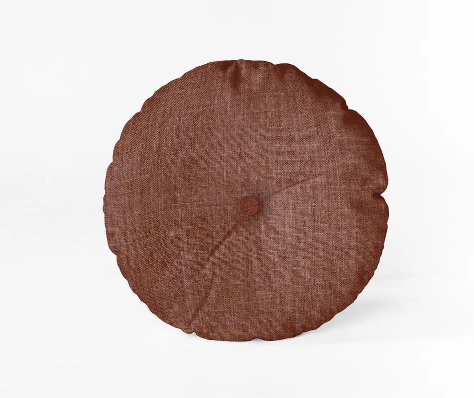 Vínovočervený vankúš Linen Couture Cojin Redondo Burgundy, ⌀ 45 cm