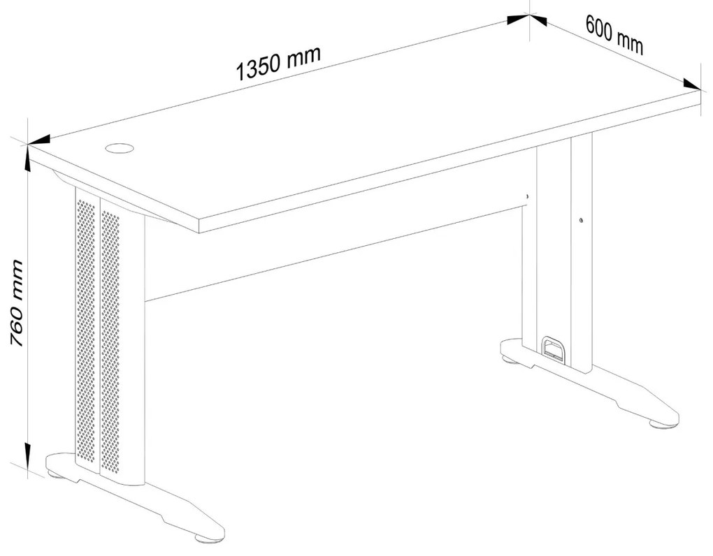 Voľne stojaci počítačový stôl BM-135 biely