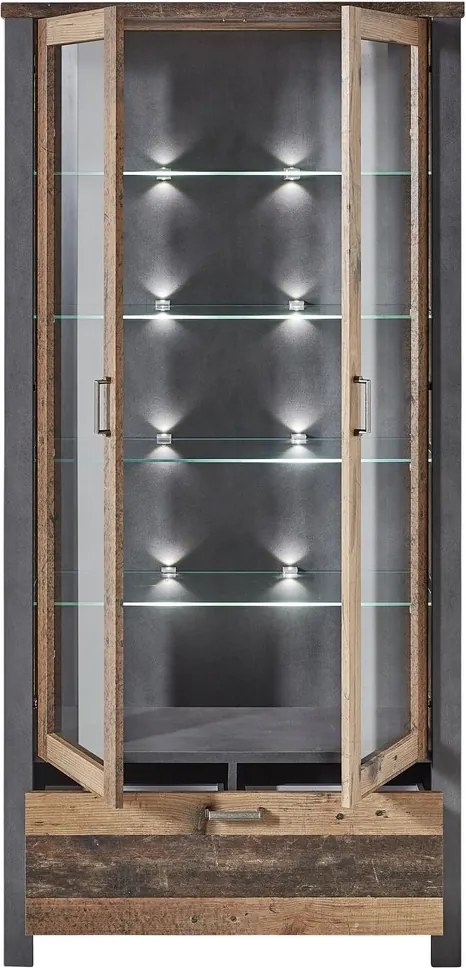 Široká vitrína Cardiff, s osvetlením