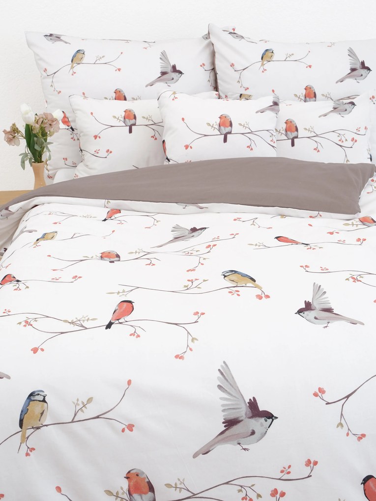 Predĺžené bavlnené obliečky Renforcé - Vtáčiky