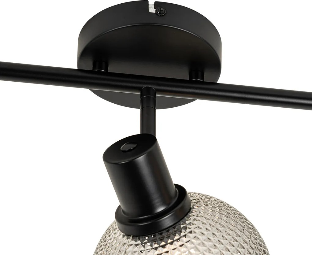 Dizajnové bodové svetlo čierne s dymovým sklom 3-svetlo - Chico