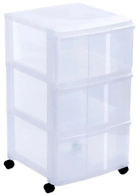 Úložný box s 3 zásuvkami, transparentný, ORGAMIX MAXI