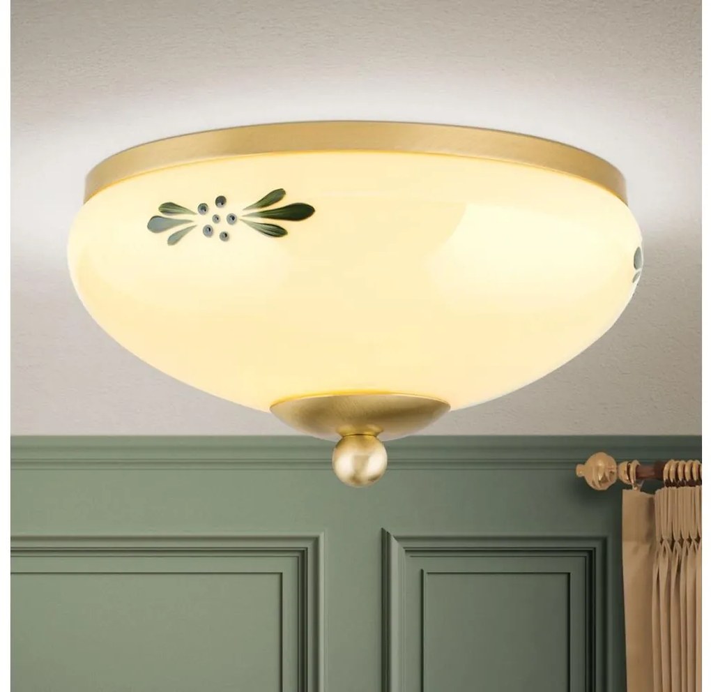 Orion DL 7-672 - Stropné svietidlo LANDHAUS 1xE27/60W/230V pr. 21 cm mosadz/béžová