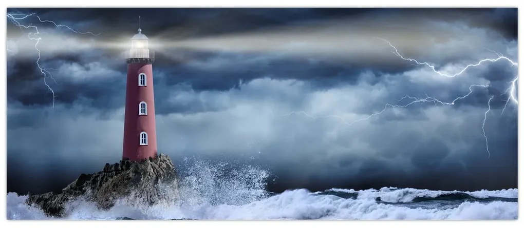 Obraz - Maják na útese (120x50 cm)