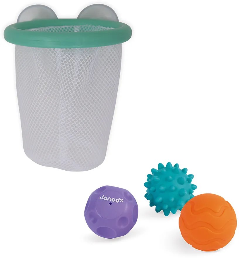 Basketbalový kôš so senzorickými loptičkami - hračka do vody