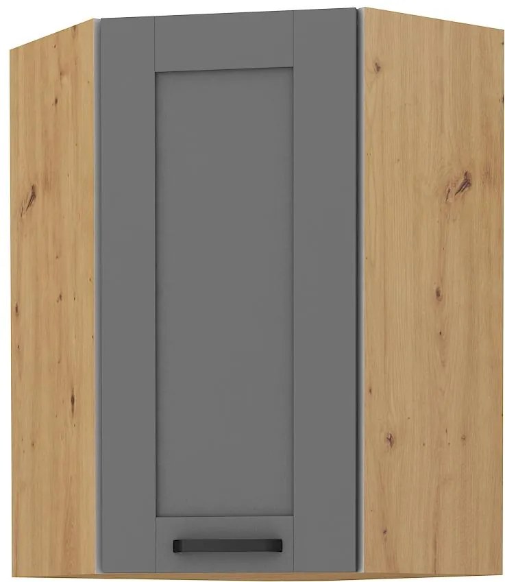 Horná rohová kuchynská skrinka Lucid 60x60 GN-90 1F (45°) (korpus: dub artisan + front: mdf dustgrey). Akcia -6%. Vlastná spoľahlivá doprava až k Vám domov. 1134755