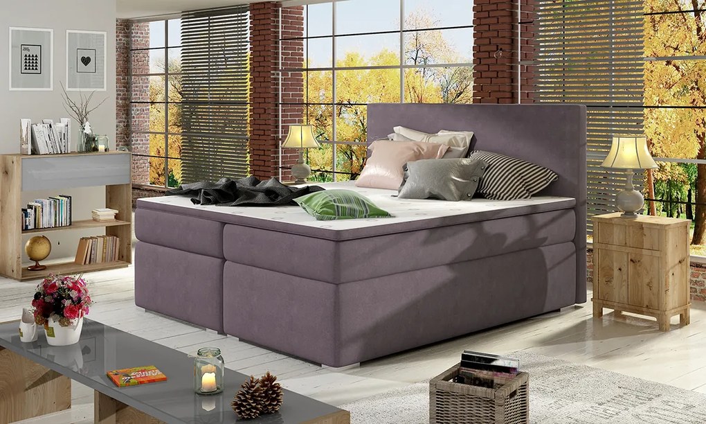 Čalúnená manželská posteľ s úložným priestorom Diana 160 - fialová