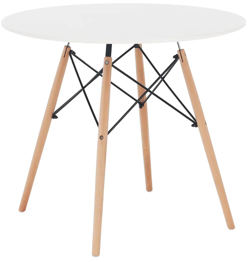 Jedálenský stôl, biela/buk, priemer 80 cm, GAMIN 2 NEW 80
