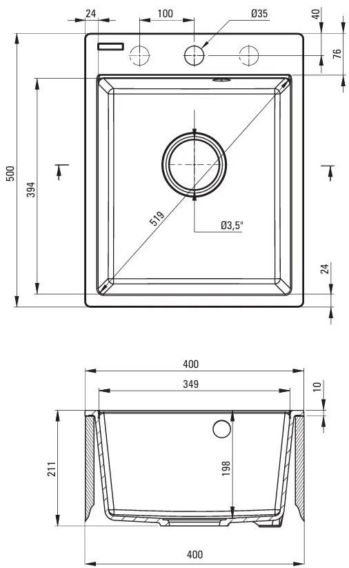 Deante Corio, granitový 1-komorový drez 500x400x211mm + čierna drezová batéria, grafitová, DEA-ZRCB2103