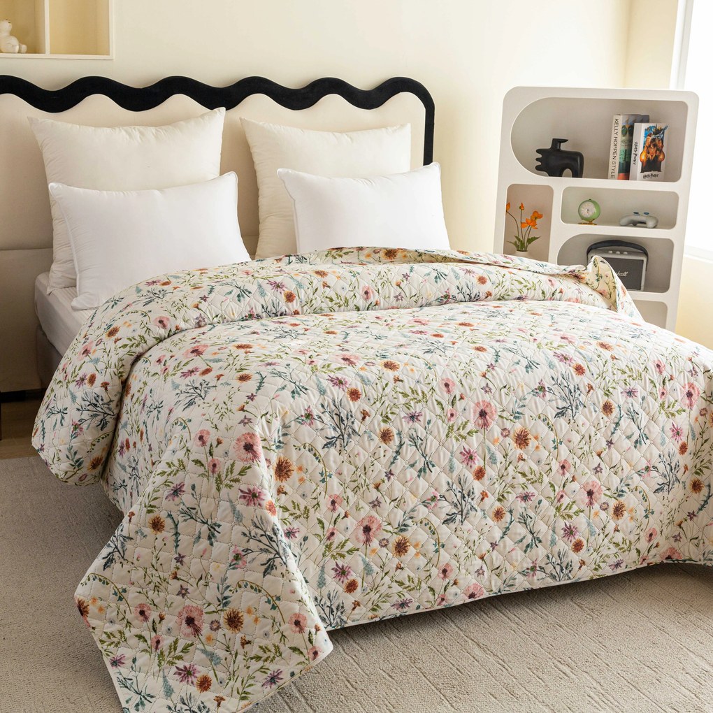 Prehoz na posteľ HERBALIS krémový Rozmer: 220 x 240 cm