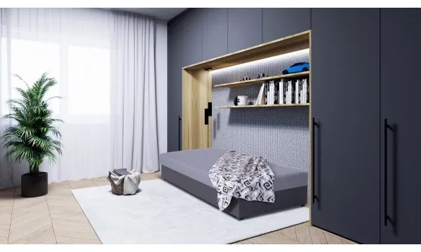 Čalúnená válenda s úložným priestorom JACOB XL nosnosť 130 kg 90x200 cm sivá