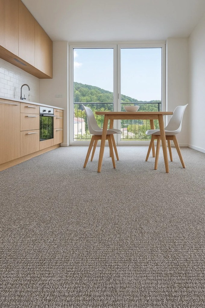 Vopi, Metrážny koberec Alassio šedobéžový - neúčtujeme odrezky z role, na mieru, šíře 1,33m,1m,2m,3m,4m,na mieru, neúčtujeme odrezky, šedá, filc, detská izba