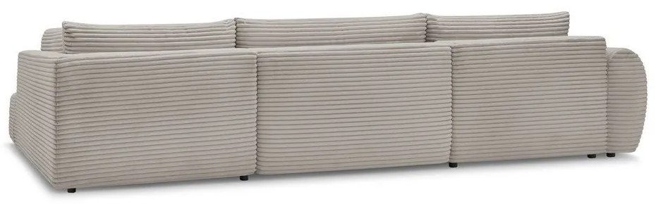 Svetlosivá/béžová menčestrová rozkladacia/s úložným priestorom rohová pohovka (pravý roh/do tvaru "U") Lucien – Bobochic Paris