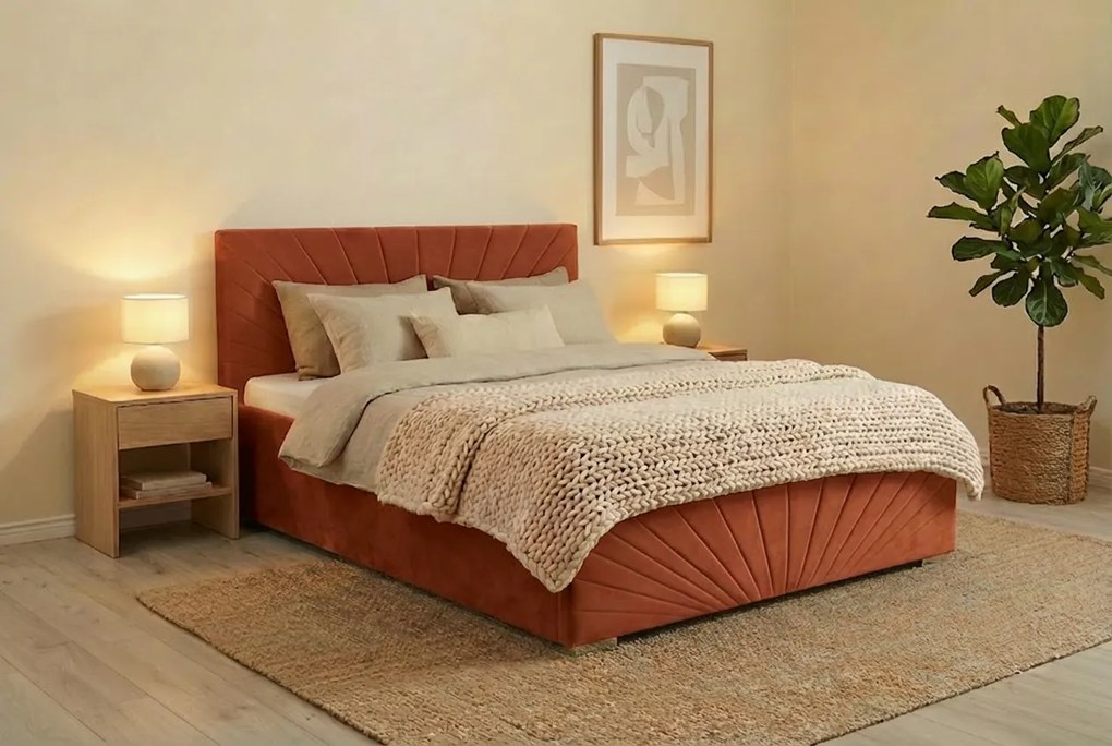 Postel OLEG 160x200 cm Červená S matracom