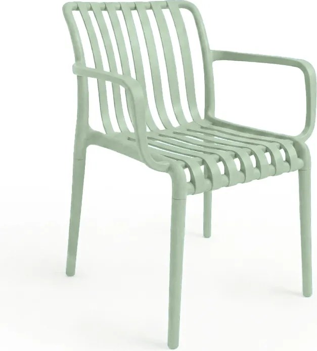 Plastová stolička TREGO s podrúčkami, zelená