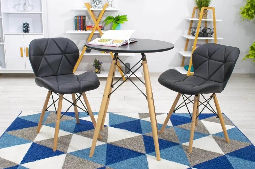 Jedálenský stôl 60 cm čierny/ hnedé nohy