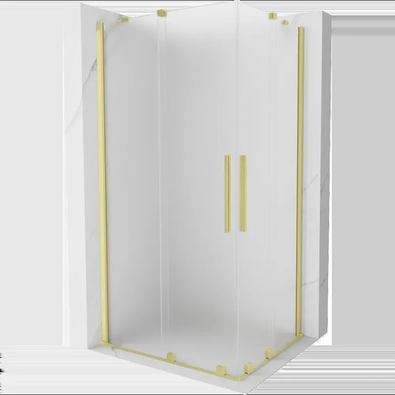 Mexen Velar Duo posuvná sprchová kabína 100 x 90 cm, matné sklo, zlatá kartáčovaná - 871-100-090-32-55