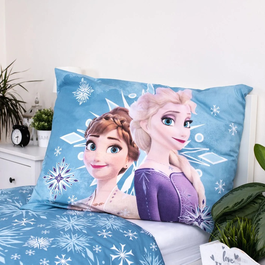 Jerry Fabrics Bavlnené obliečky 140x200 + 70x90 cm - Frozen "White snowflake"