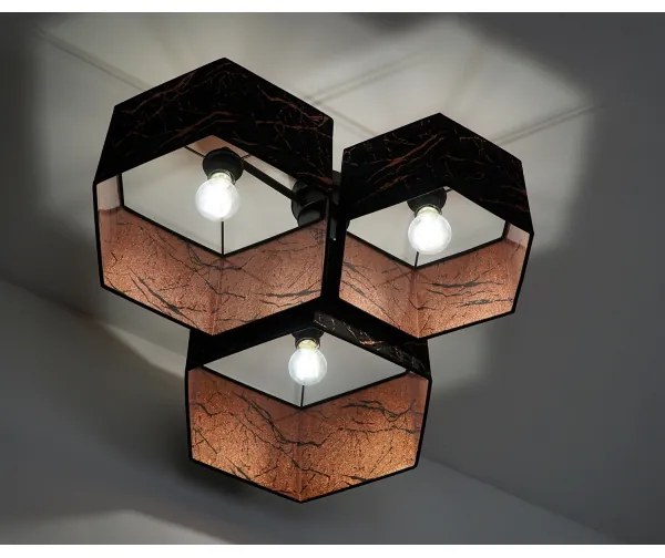 Duolla - Prisadený luster ROLLER TRIO HEX 3xE27/15W/230V čierna/medená