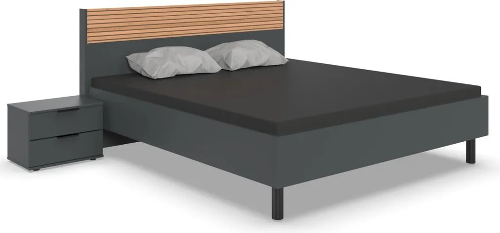 Posteľ Rotterdam 180x200 cm, grafit/dub artisan