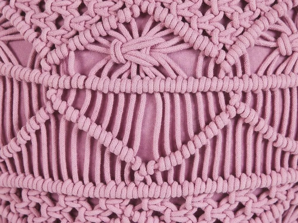 Bavlnená makramé taburetka ⌀ 40 cm ružová KAYSERI Beliani