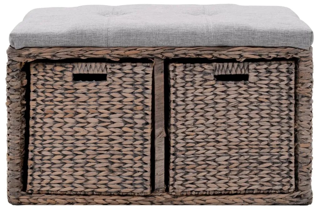 vidaXL Lavica s 2 košíkmi z morskej trávy 71x40x42 cm sivá