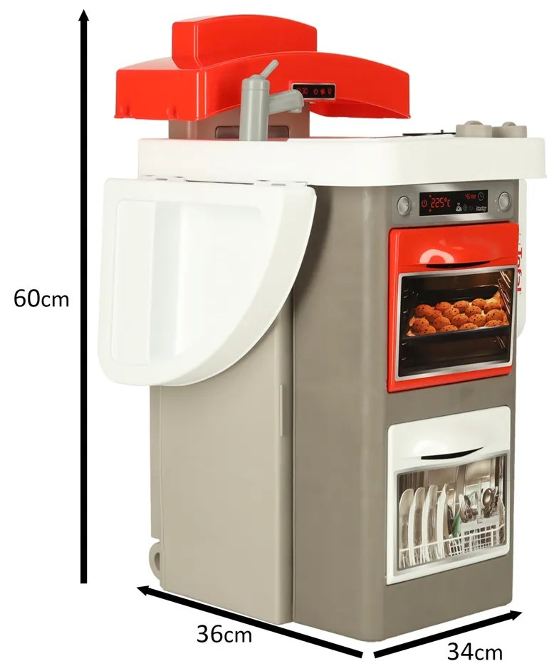 KIK Smoby Minitefal OpenCook elektronická skladacia detská kuchynka so zvukom a 22 doplnkami