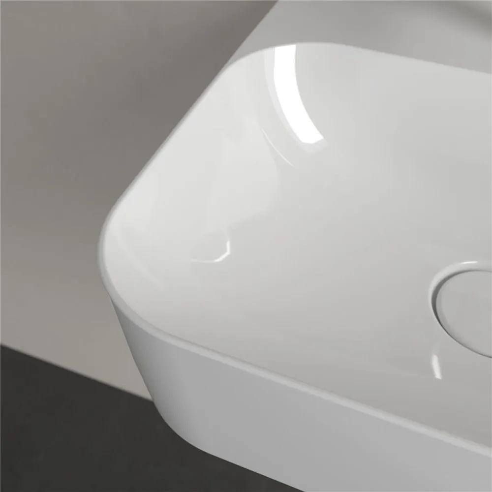 VILLEROY &amp; BOCH Finion závesné umývadielko s otvorom, so skrytým prepadom, 430 x 390 mm, biela alpská, s povrchom CeramicPlus, 436444R1